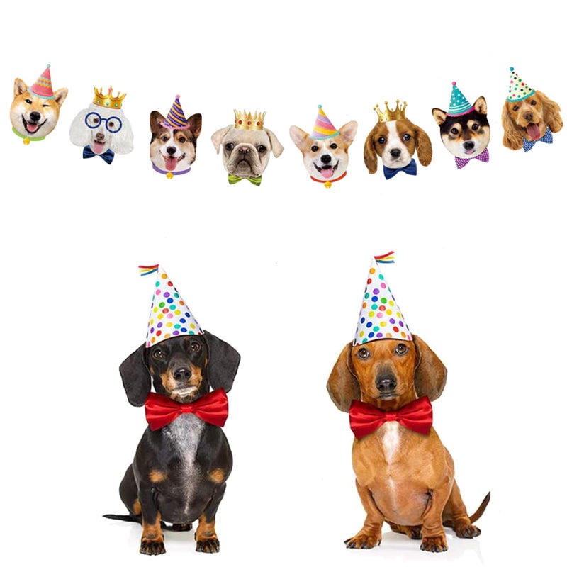 TSJ Dog Birthday Banner, Dog Face Party Banner, Dog Theme Party Bunting Decoration Puppy Party Supplies for Birthday Party Baby Shower - Image 2